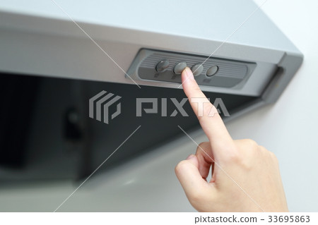 Housewife (Range hood ventilation fan female switch button finger body parts kitchen kitchen faceless) 33695863