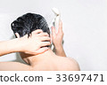 A man washing his head 33697471