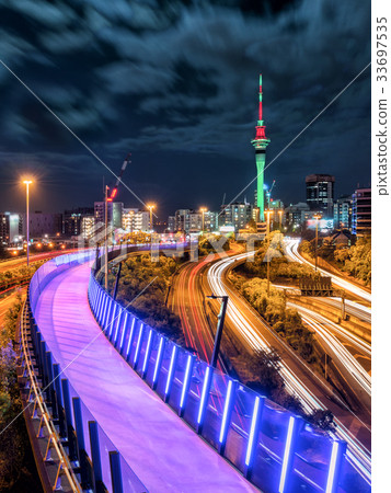 Auckland city night skyline, New Zealand 33697535