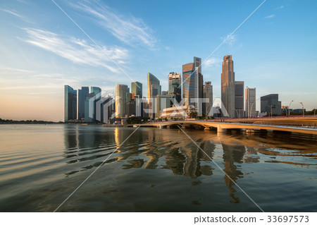 Singapore Skyline at Sunrise at Marina Bay Singapore Skyline at Sunrise at Marina Bay 33697573