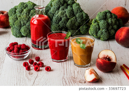 healthy drinks. raspberry fresh smoothie in glass healthy drinks. raspberry fresh smoothie in glass 33697723