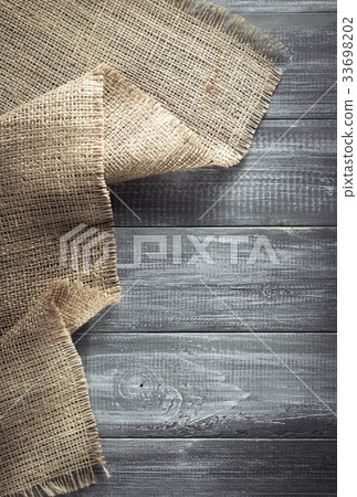 burlap hessian sacking on wood 33698202