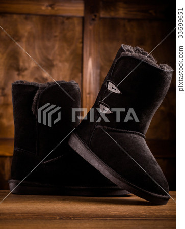 Close up view of pair of winter boots. Close up view of pair of winter boots. 33699651