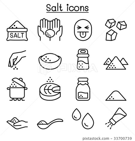 Salt icon set in thin line style 33700739