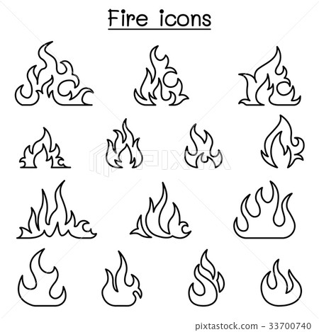 Fire icon set in thin line style 33700740