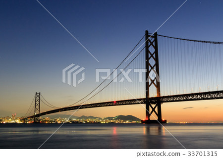 Akashi Kaikyo Bridge Dawn Akashi Kaikyo Bridge Dawn 33701315