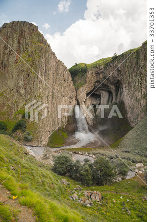 Large Caucasian waterfall in the tract of Dzilysu 33701353