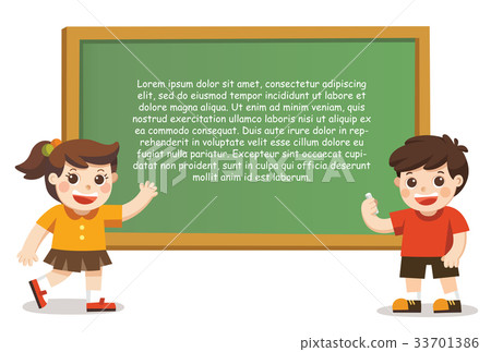 Happy children holding blank poster. Happy children holding blank poster. 33701386