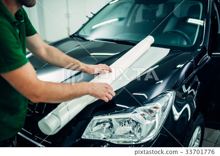 Paint protection film installation, hood protect 33701776