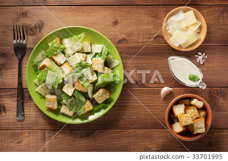 caesar salad and ingredients at wood caesar salad and ingredients at wood 33701995