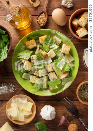 caesar salad and ingredients at wood caesar salad and ingredients at wood 33701996