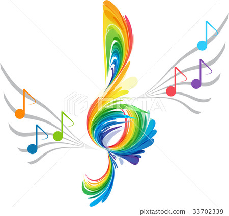Splash treble clef and musical note Splash treble clef and musical note 33702339