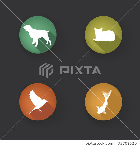 Pet Icons Set. Vet Symbols. Animal silhouettes Pet Icons Set. Vet Symbols. Animal silhouettes 33702529