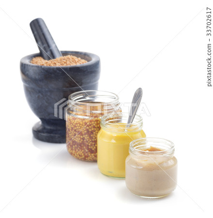 mustard sauce collection on white mustard sauce collection on white 33702617