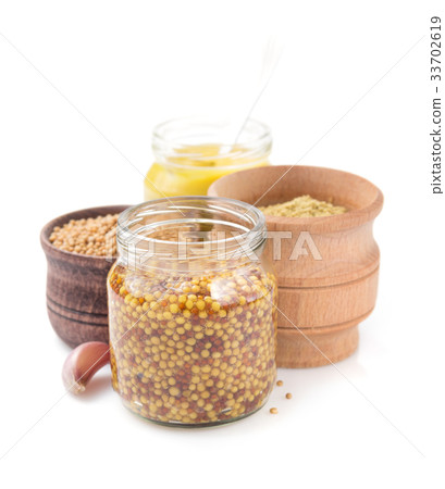 mustard sauce collection on white mustard sauce collection on white 33702619