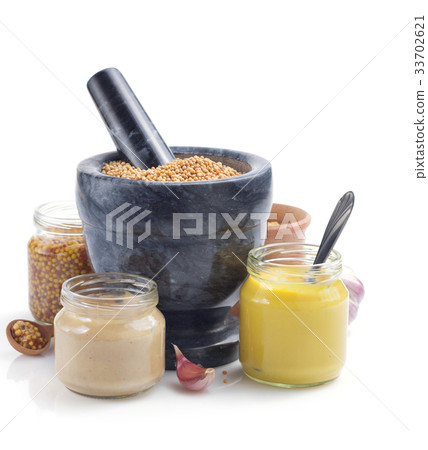 mustard sauce collection on white mustard sauce collection on white 33702621