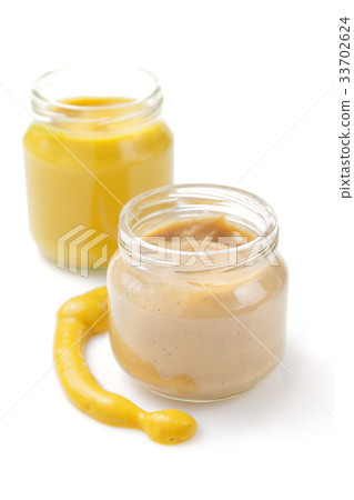 mustard sauce in jar on white mustard sauce in jar on white 33702624