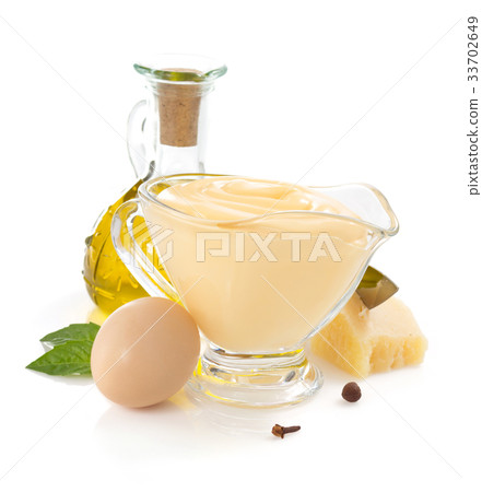 cheese mayonnaise sauce on white background 33702649