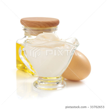 mayonnaise sauce on white background 33702653