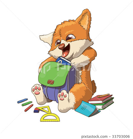 Welsh corgi dog puppy going to school Welsh corgi dog puppy going to school 33703006