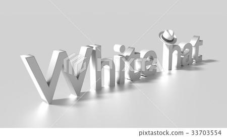White hat word with a white hat hanging from the h 33703554
