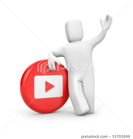 3d person with Red and white play button - Stock Illustration [33703899 ...