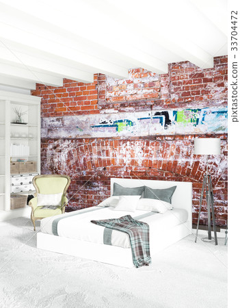 Modern loft interior bedroom or living room with Modern loft interior bedroom or living room with 33704472