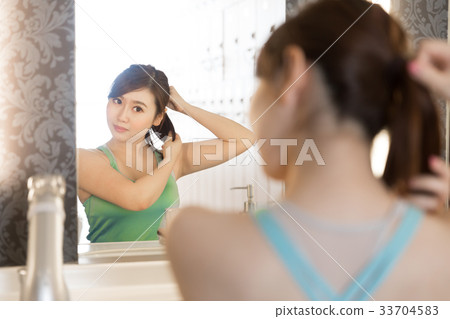Woman relaxing in the changing room 33704583