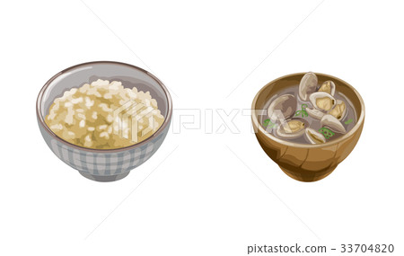 Brown rice and clam miso soup 33704820