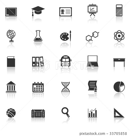 Education icons with reflect on white background Education icons with reflect on white background 33705858
