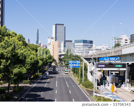 名古屋市中洲區大須市風景若宮大通和全球門 33706343