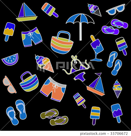 Summer beach hand drawn vector symbols and objects - Stock Illustration ...