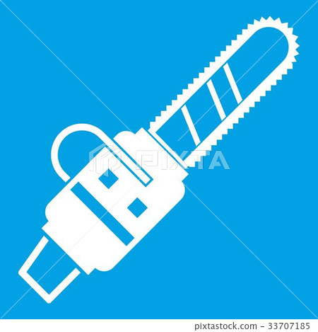 Gasoline powered chainsaw icon white 33707185