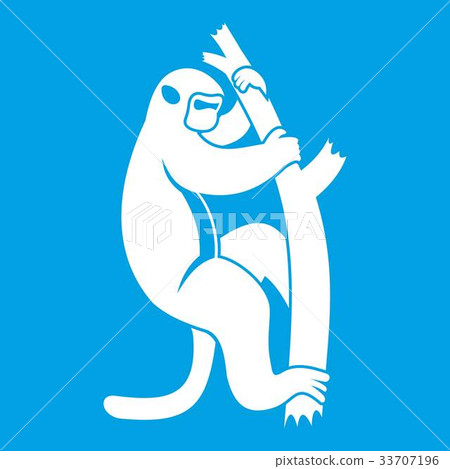 Macaque on a tree icon white Macaque on a tree icon white 33707196