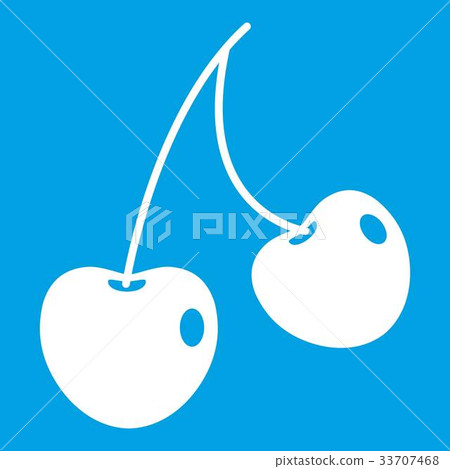 Two cherry berries icon white 33707468