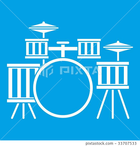 Drum kit icon white Drum kit icon white 33707533