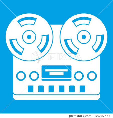 Retro tape recorder icon white Retro tape recorder icon white 33707557