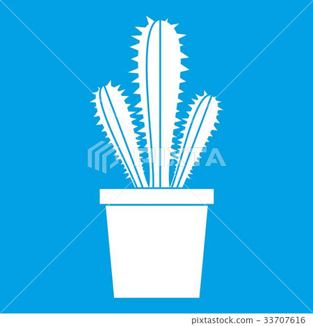 Cactus in flower pot icon white 33707616