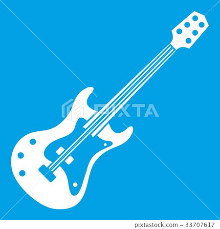 Classical electric guitar icon white 33707617