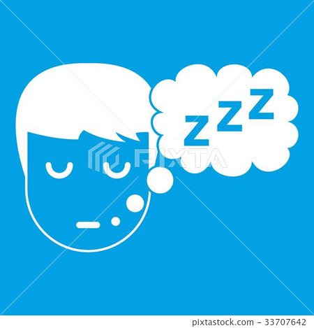 Boy head with speech bubble icon white 33707642