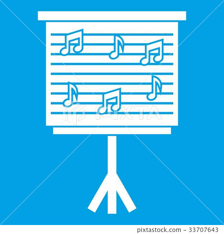 Whiteboard with music notes icon white 33707643