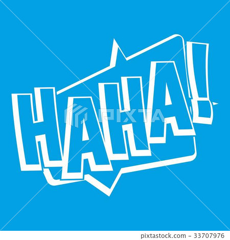 HAHA, comic text sound effect icon white 33707976