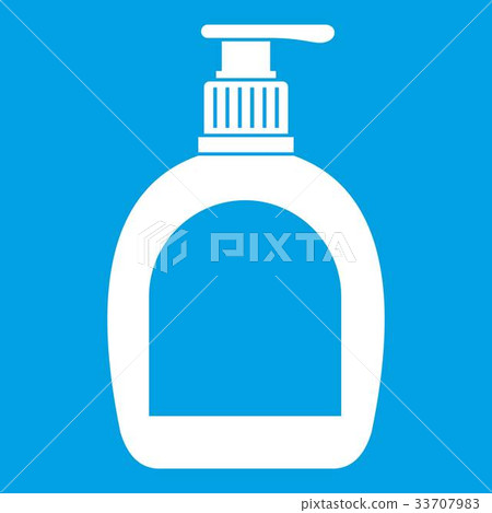 Bottle with liquid soap icon white 33707983