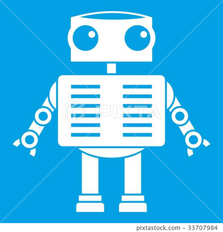 Robot with big eyes icon white 33707984