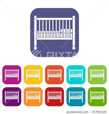 Baby bed icons set 33708189