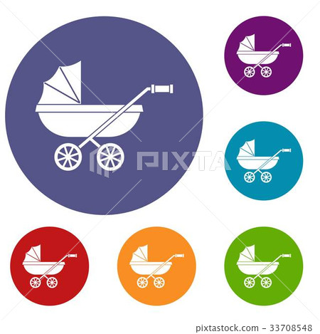 Baby carriage icons set Baby carriage icons set 33708548