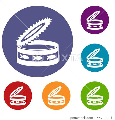 Canned food for cat icons set 33709001