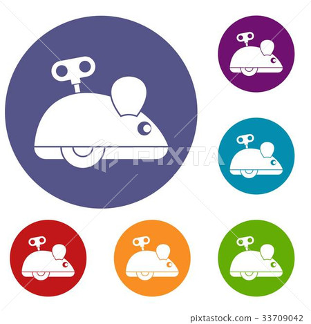 Clockwork mouse icons set 33709042