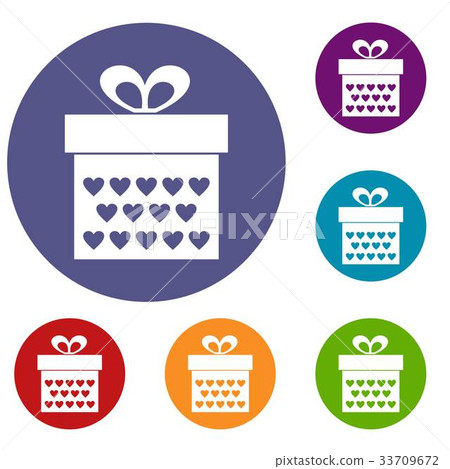 Gift box with ribbon bow icons set Gift box with ribbon bow icons set 33709672
