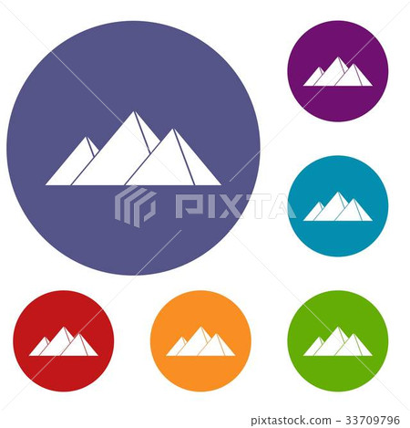 Pyramids in Giza icons set 33709796